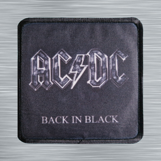 Patch AC/DC Back in Black - Carré - Imprimé - 7,5 x 7,5 centimètres