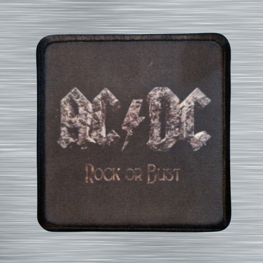 Patch AC/DC Rock or Bust - Carré - Imprimé - 7,5 x 7,5 centimètres