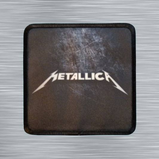 Patch Metallica Logo Blanc sur fond ardoise - Carré - Imprimé - 7,5 x 7,5 centimètres