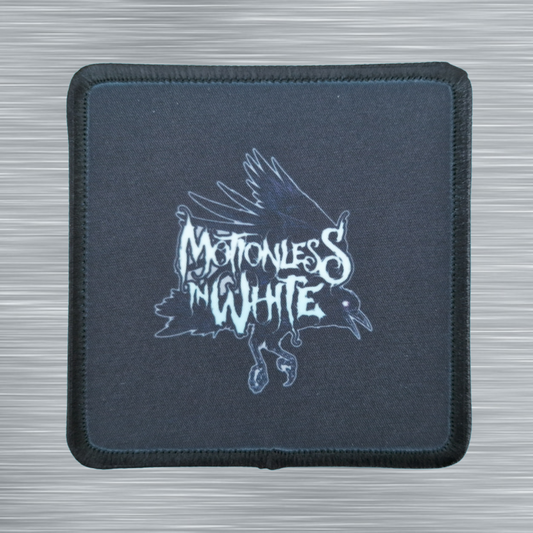 Patch Motionless in White Logo blanc sur fond noir - Carré - Imprimé - 7,5 x 7,5 centimètres