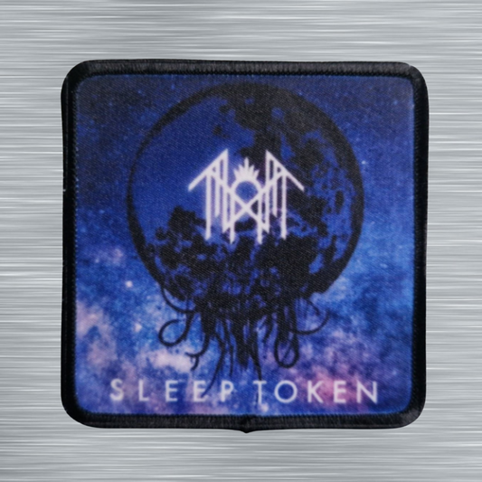 Patch Sleep Token Lune cosmique et Symbole mystique – Carré - Imprimé - 7,5 x 7,5 centimètres