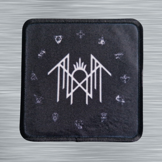 Patch Sleep Token Symbole sacré blanc sur fond noir – Carré - Imprimé - 7,5 x 7,5 centimètres