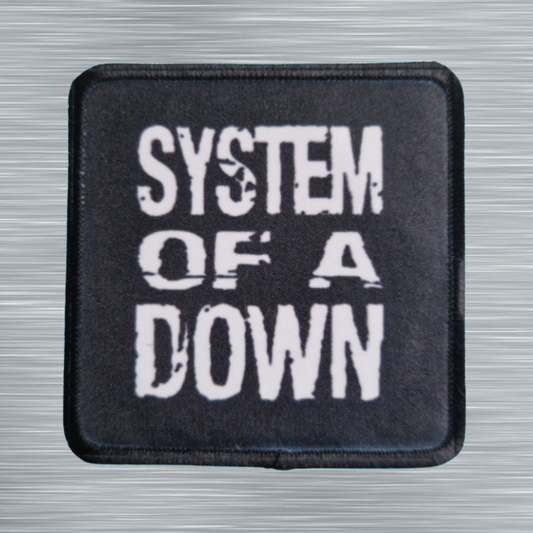 Patch System Of A Down Logo blanc sur fond noir - Carré - Imprimé - 7,5 x 7,5 centimètres